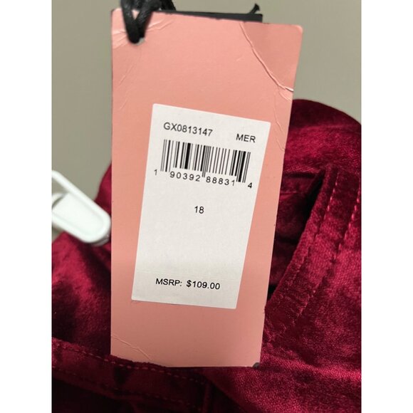 Jen7 By 7 For All Mankind Ankle Skinny Velvet Pants Size 18 Burgundy‎ MSRP $109 - Picture 3 of 5